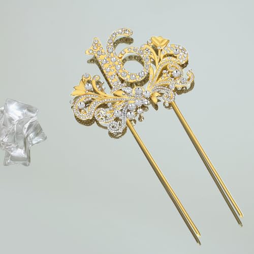 Lovelyshop Gold Wings Cake Topper with Crystals – Sweet 16 Decoration