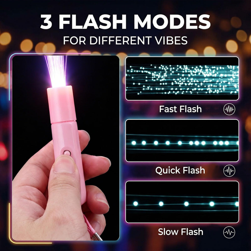 LovesTown 12-Piece LED Glow Sticks with 3 Light Modes, Fiber Optic Wands for Parties