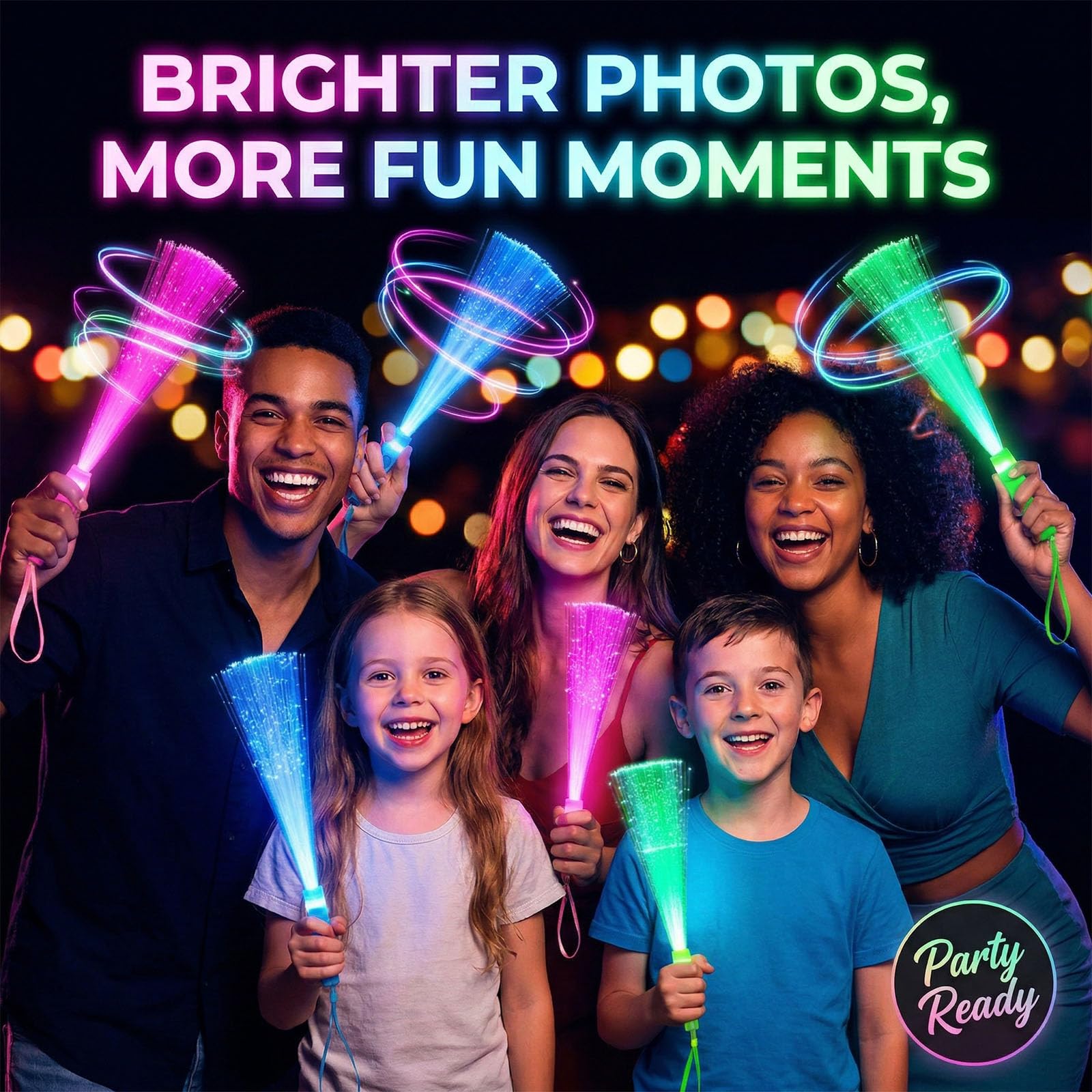 LovesTown 12-Piece LED Glow Sticks with 3 Light Modes, Fiber Optic Wands for Parties