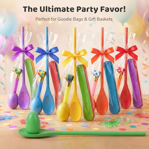 LovesTown 12-Piece Wooden Egg and Spoon Race Game for Parties and Outdoor Fun