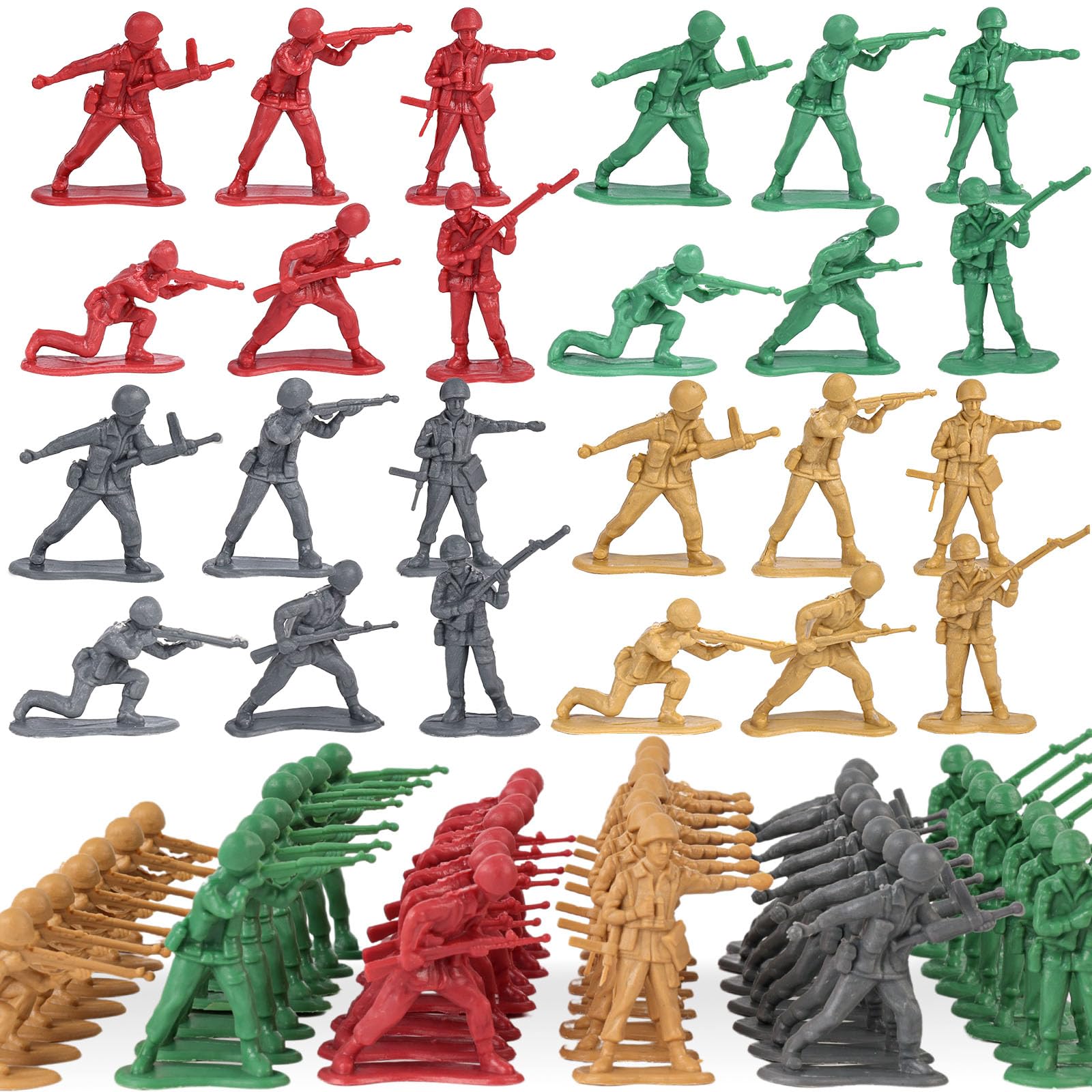 LovesTown 120PCS Army Men Set – 4 Colors Toy Soldiers for Battles, Dioramas & Party Games
