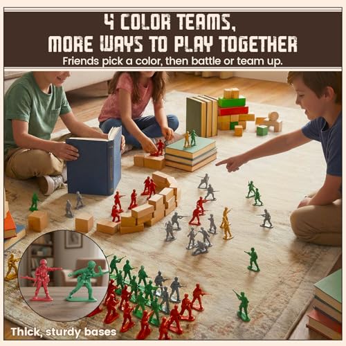 LovesTown 120PCS Army Men Set – 4 Colors Toy Soldiers for Battles, Dioramas & Party Games