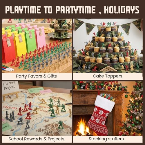 LovesTown 120PCS Army Men Set – 4 Colors Toy Soldiers for Battles, Dioramas & Party Games