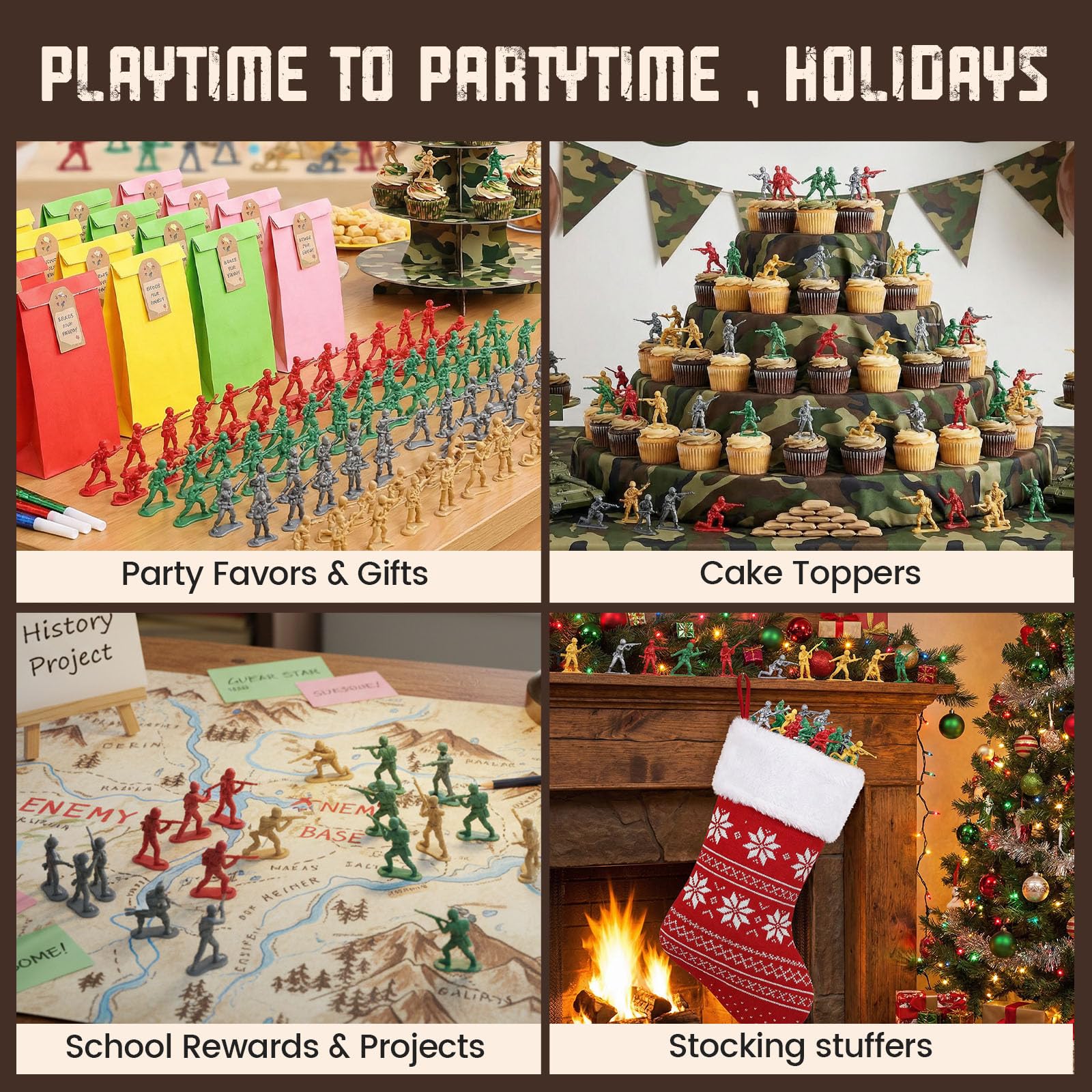 LovesTown 120PCS Army Men Set – 4 Colors Toy Soldiers for Battles, Dioramas & Party Games
