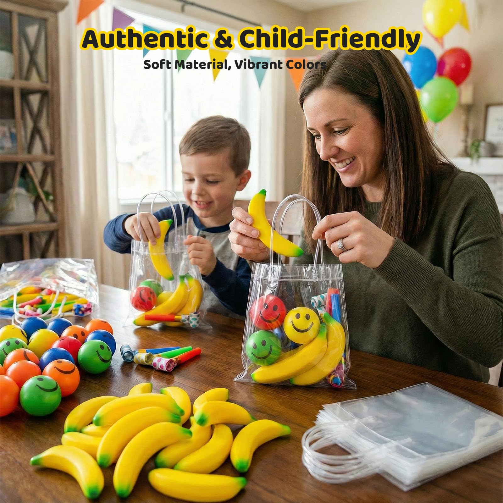 LovesTown 15 Pack Banana Stress Toys - Mini Fidget Squeeze Toys for Kids Party Favors, Classroom Prizes, Stocking Stuffers