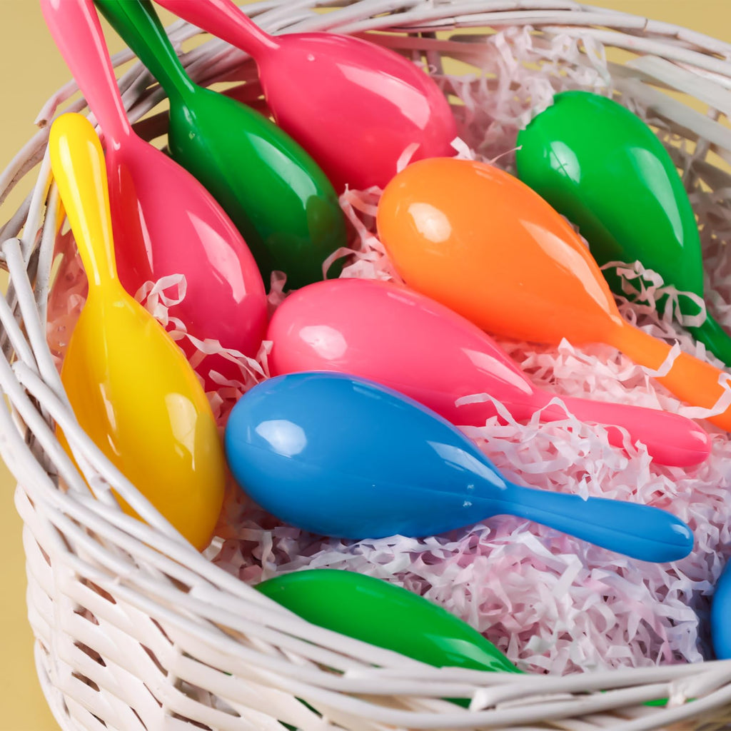 LovesTown 15-Pack Neon Mini Maracas – Plastic Shakers for Kids’ Parties and Musical Play