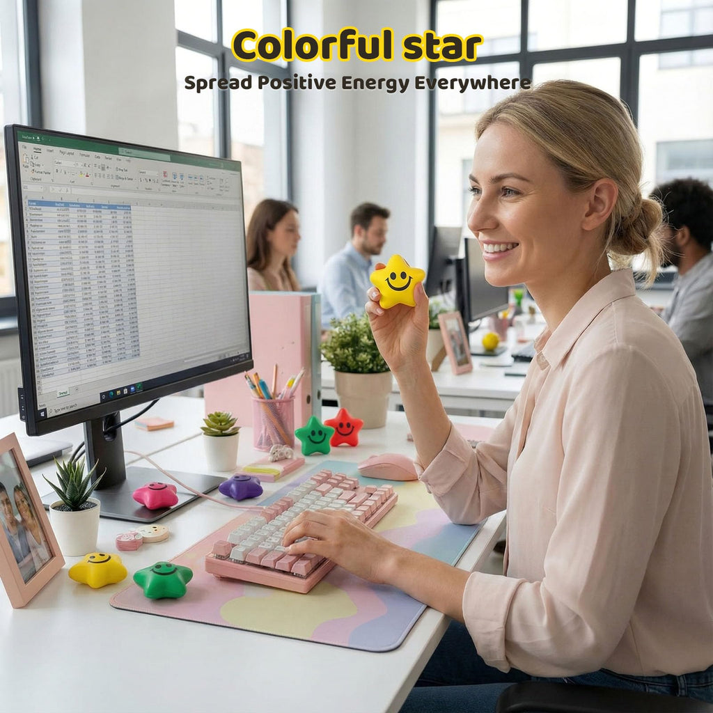 LovesTown 20 Pack Star Stress Balls – 2-Inch Foam Squeeze Toys for Kids, Classroom Prizes, Sensory Fidget