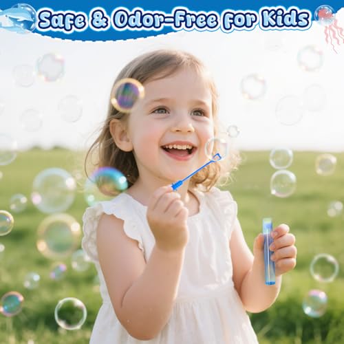 LovesTown 32-Pack Ocean Animal Bubbles Party Favors - Mini Bubble Wands for Kids, Under the Sea Theme, Classroom Prizes & Goodie Bag Stuffers