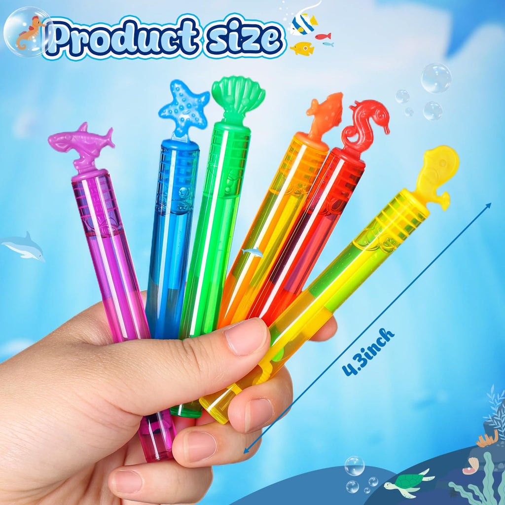 LovesTown 32-Pack Ocean Animal Bubbles Party Favors - Mini Bubble Wands for Kids, Under the Sea Theme, Classroom Prizes & Goodie Bag Stuffers