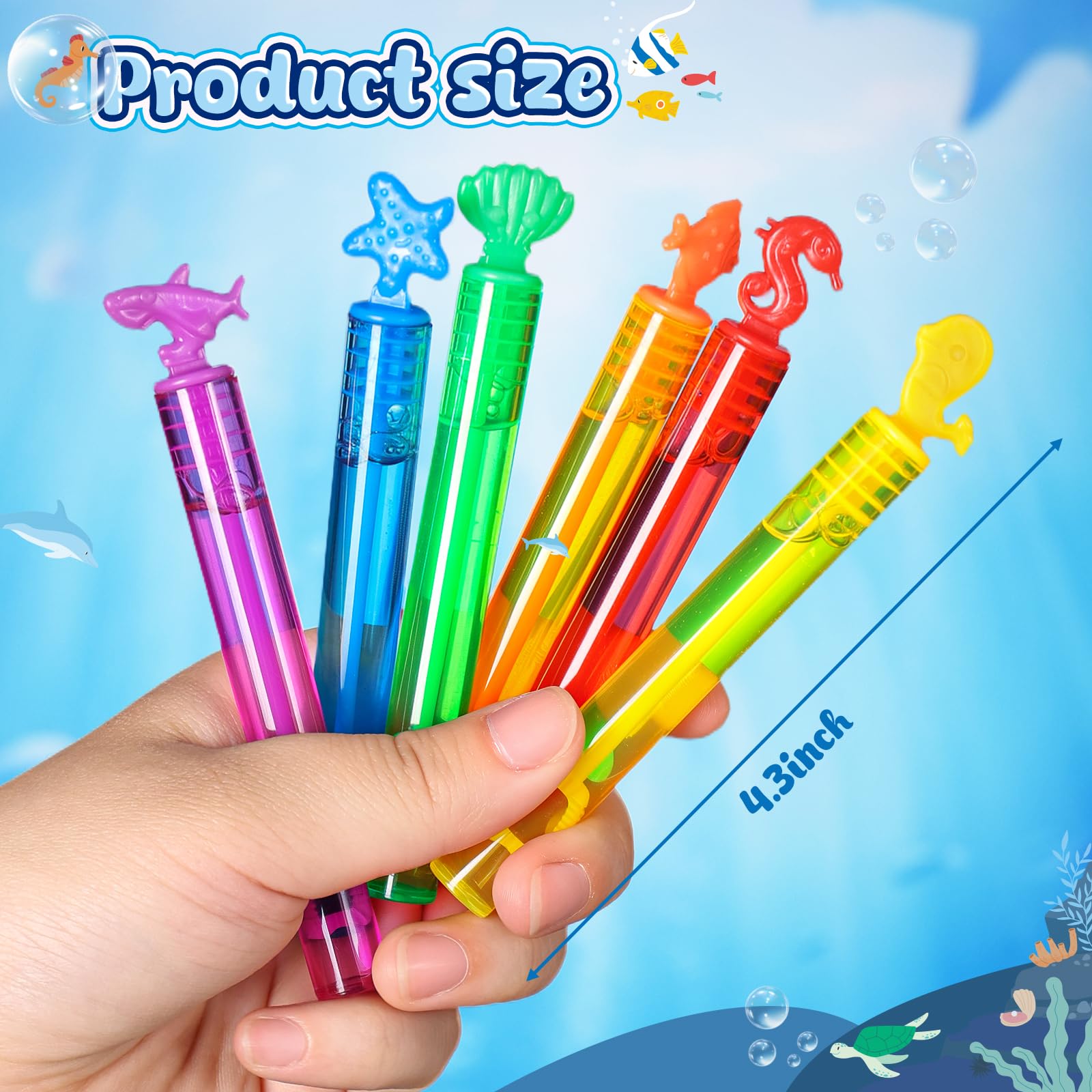 LovesTown 32-Pack Ocean Animal Bubbles Party Favors - Mini Bubble Wands for Kids, Under the Sea Theme, Classroom Prizes & Goodie Bag Stuffers