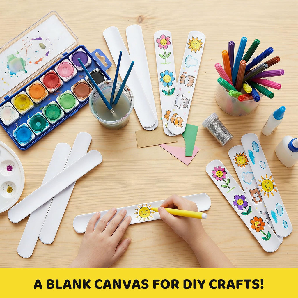 LovesTown 48-Pack White Slap Bracelets for DIY Crafts, Party Favors, and Classroom Prizes