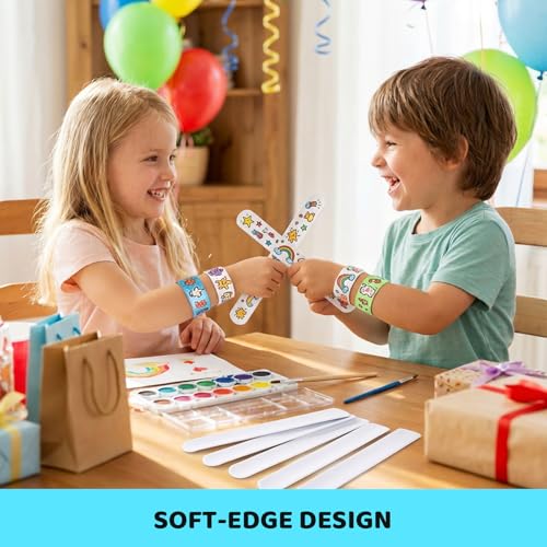LovesTown 54 White Slap Bracelets – DIY Craft Snap Bracelets for Kids Party Favors, Classroom Prizes, and Goodie Bag Stuffers