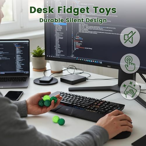 LovesTown 6 Magnetic Fidget Balls in Green - Silicone Sensory Toys for Anxiety Relief and Focus