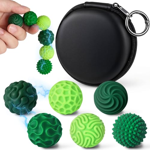 LovesTown 6 Magnetic Fidget Balls in Green - Silicone Sensory Toys for Anxiety Relief and Focus