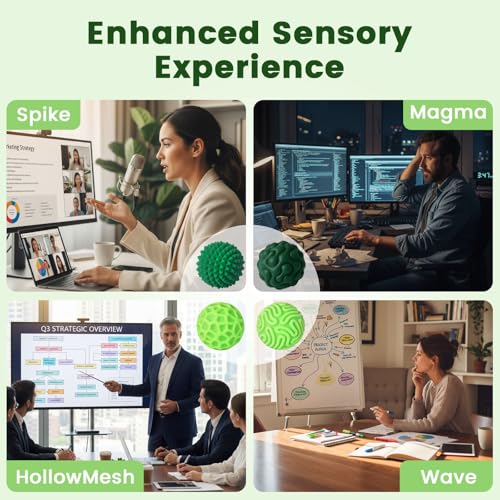 LovesTown 6 Magnetic Fidget Balls in Green - Silicone Sensory Toys for Anxiety Relief and Focus