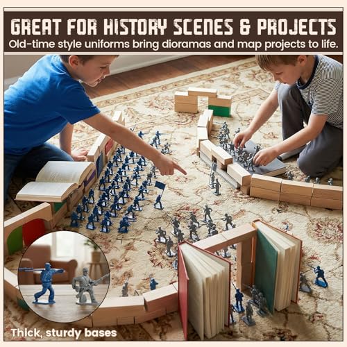 LovesTown 80-Piece Blue and Gray Civil War Army Men Set - Plastic Toy Soldiers for Dioramas, School Projects, and Battles