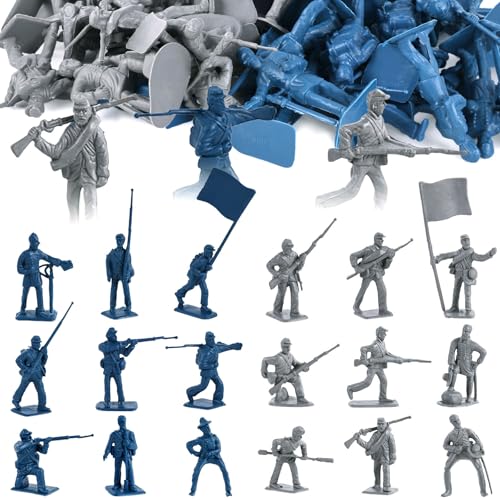 LovesTown 80-Piece Blue and Gray Civil War Army Men Set - Plastic Toy Soldiers for Dioramas, School Projects, and Battles