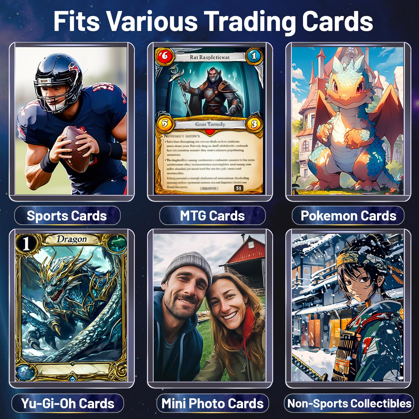Lovfen 200 Pack Hard Plastic Card Sleeves – 100 Toploaders & 100 Penny Sleeves, 35PT Clear Protectors for Trading Cards, Sports, MTG, and More