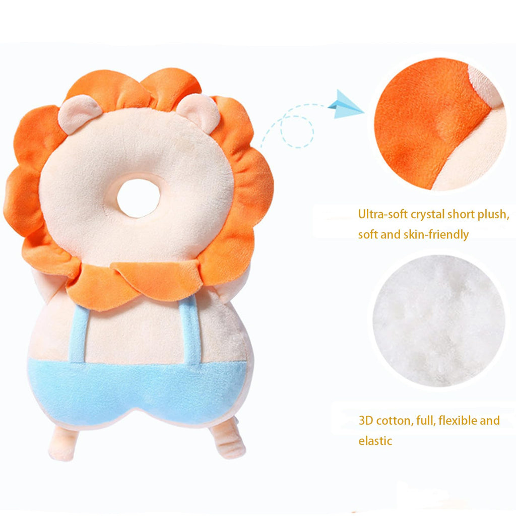 LOVOERNO Baby Walker Head Protector - Adjustable Toddler Head Backpack Cushion, White Lion