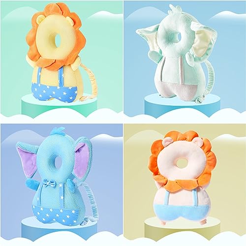 LOVOERNO Baby Walker Head Protector - Adjustable Toddler Head Backpack Cushion, White Lion