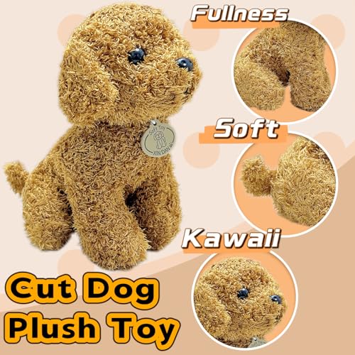 LoYuSenn 10-Inch Brown Teddy Dog Stuffed Animal - Soft Plush Puppy for Kids and Gifts