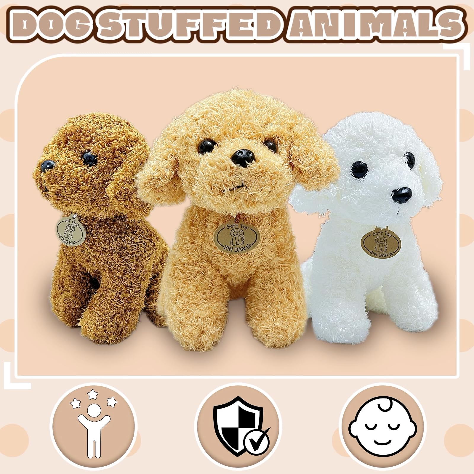 LoYuSenn 10-Inch Brown Teddy Dog Stuffed Animal - Soft Plush Puppy for Kids and Gifts