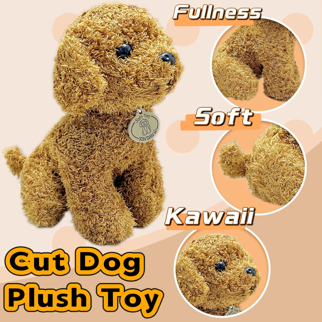 LoYuSenn 10-Inch Brown Teddy Dog Stuffed Animal - Soft Plush Puppy for Kids and Gifts