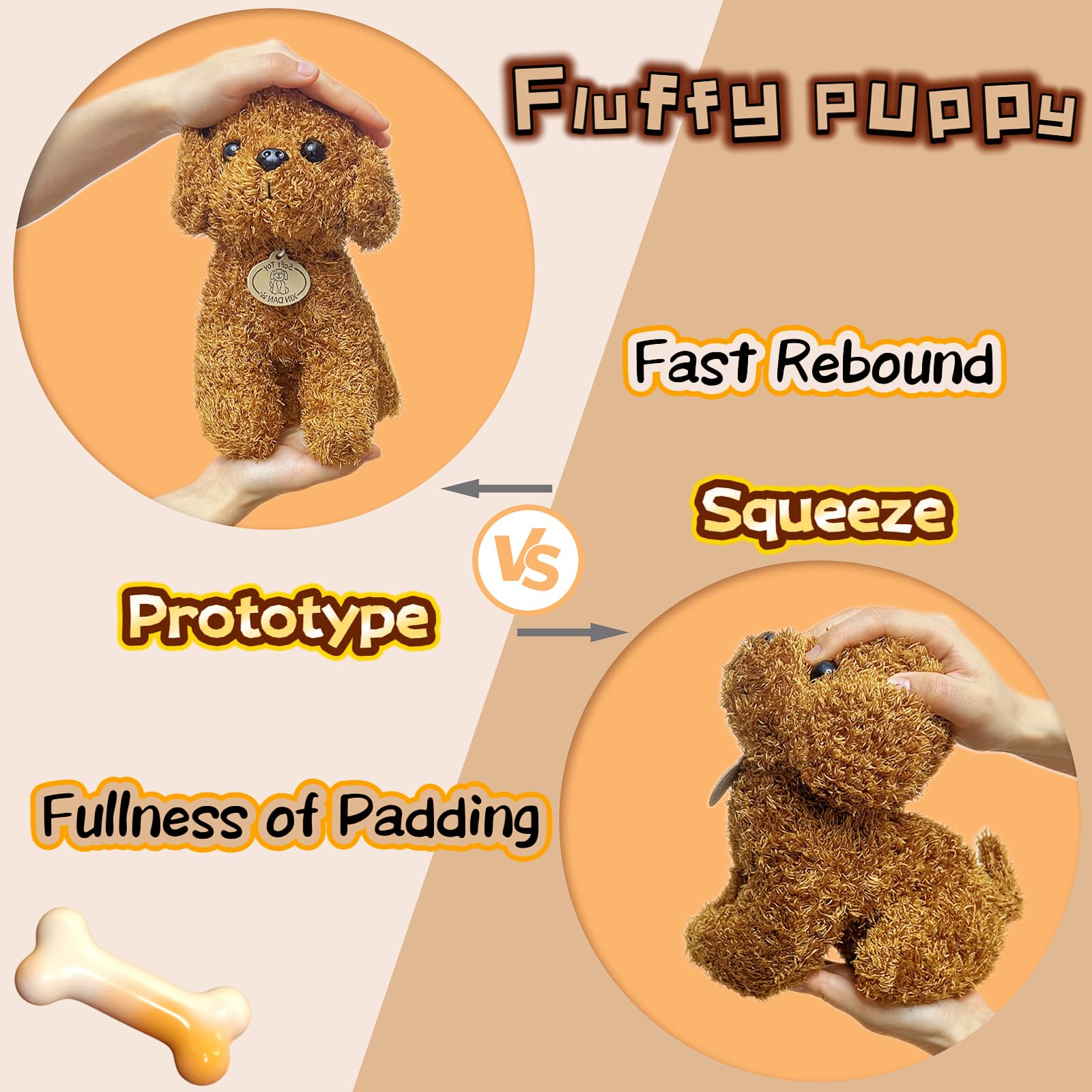 LoYuSenn 10-Inch Brown Teddy Dog Stuffed Animal - Soft Plush Puppy for Kids and Gifts