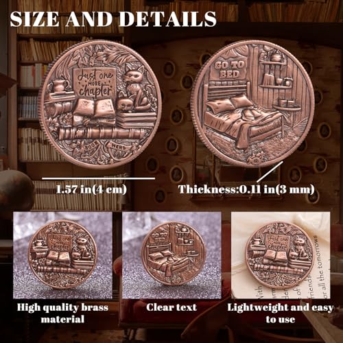 LParkin Just One More Chapter Cat Coin – Solid Copper Bookish Gift for Readers