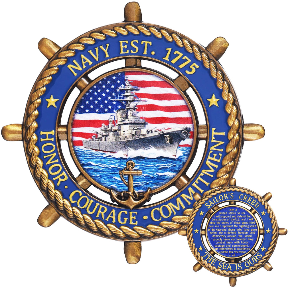 LParkin US Navy Challenge Coin 2.36" with Sailor's Creed – Double-Sided Collectible Military Gift