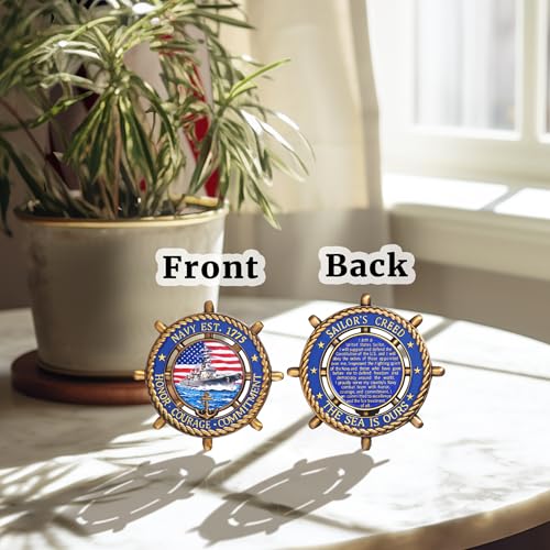 LParkin US Navy Challenge Coin 2.36" with Sailor's Creed – Double-Sided Collectible Military Gift