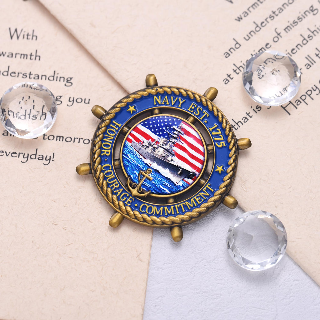 LParkin US Navy Challenge Coin 2.36" with Sailor's Creed – Double-Sided Collectible Military Gift