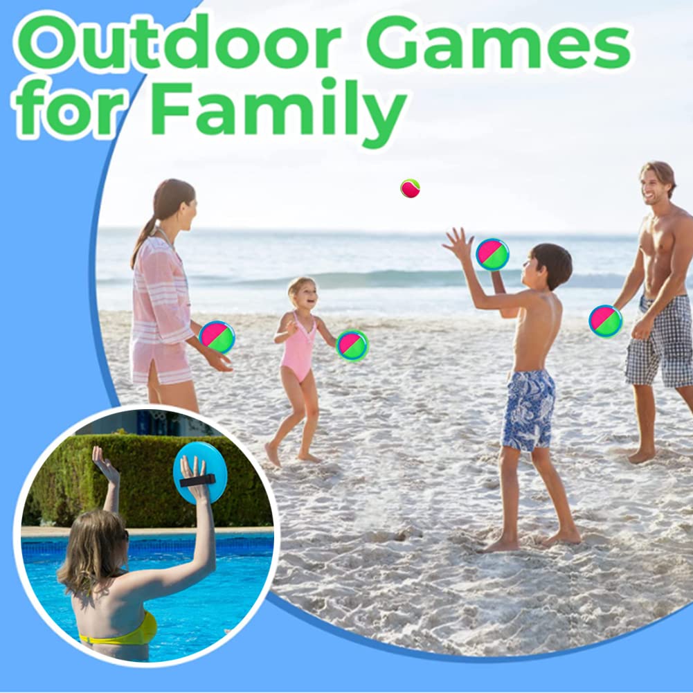 LRUUIDDE Ball Catch Set - 2 Sticky Paddles & 2 Balls Outdoor Toss Game for Kids and Adults