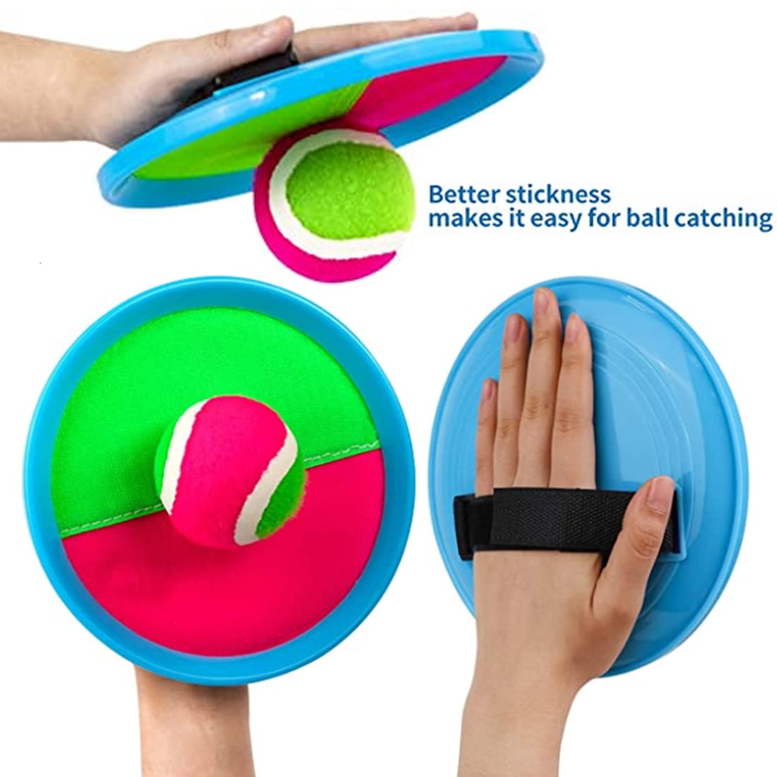 LRUUIDDE Ball Catch Set - 2 Sticky Paddles & 2 Balls Outdoor Toss Game for Kids and Adults