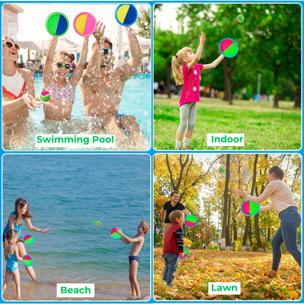 LRUUIDDE Ball Catch Set - 2 Sticky Paddles & 2 Balls Outdoor Toss Game for Kids and Adults
