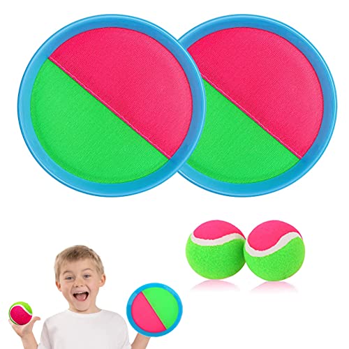LRUUIDDE Ball Catch Set - 2 Sticky Paddles & 2 Balls Outdoor Toss Game for Kids and Adults