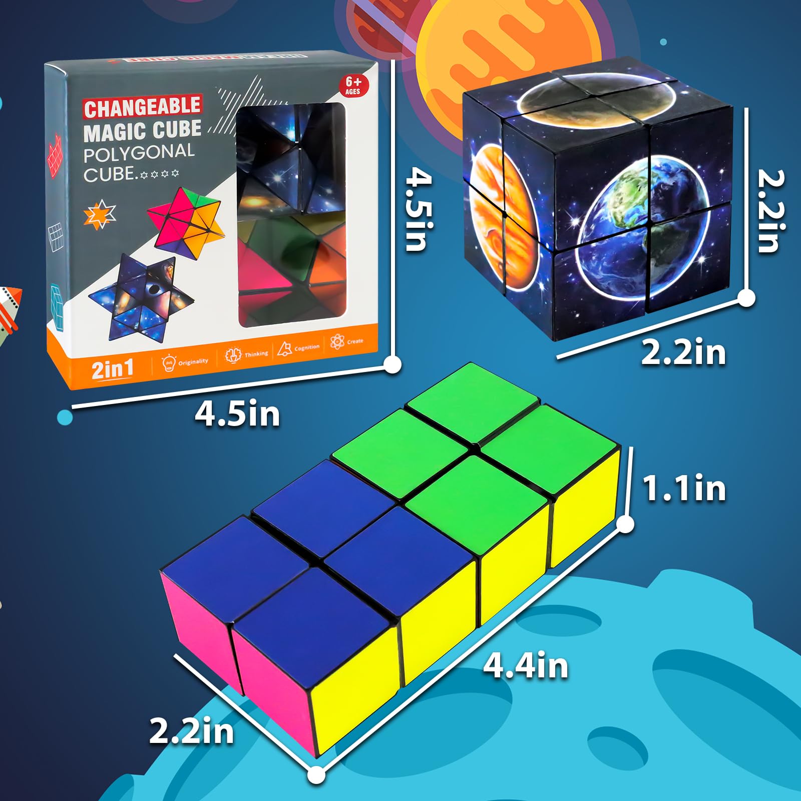 Luaxkpi 2-in-1 Infinity Cube Fidget Toy - Magic Cube for Kids Ages 6-12, Stress Relief Travel Toy