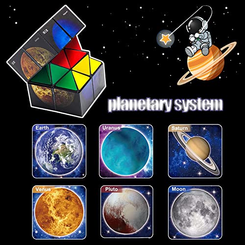 Luaxkpi 2-in-1 Magic Cube Fidget Toy – Educational Toy for Boys Girls Ages 7-12, Space Planet Design