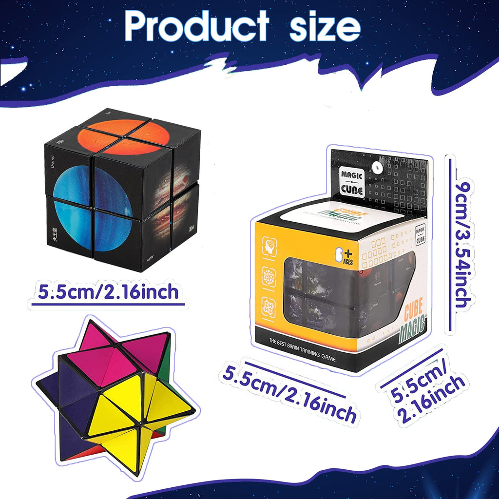 Luaxkpi 2-in-1 Magic Cube Fidget Toy – Educational Toy for Boys Girls Ages 7-12, Space Planet Design