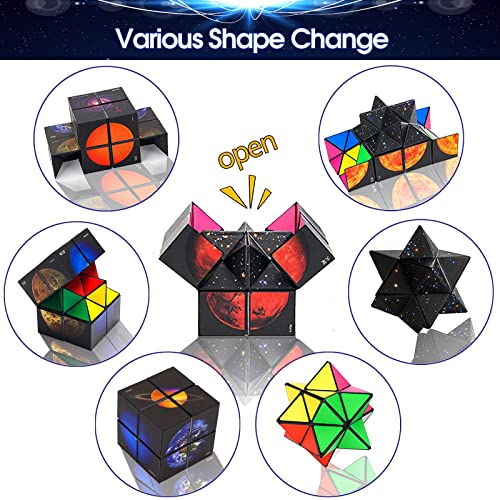 Luaxkpi 2-in-1 Magic Cube Fidget Toy – Educational Toy for Boys Girls Ages 7-12, Space Planet Design