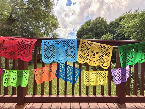 Lucha Libre Party Decorations – Plastic Papel Picado Banners (2 Pack, 10 Flags Each) by TexMex Fun Stuff
