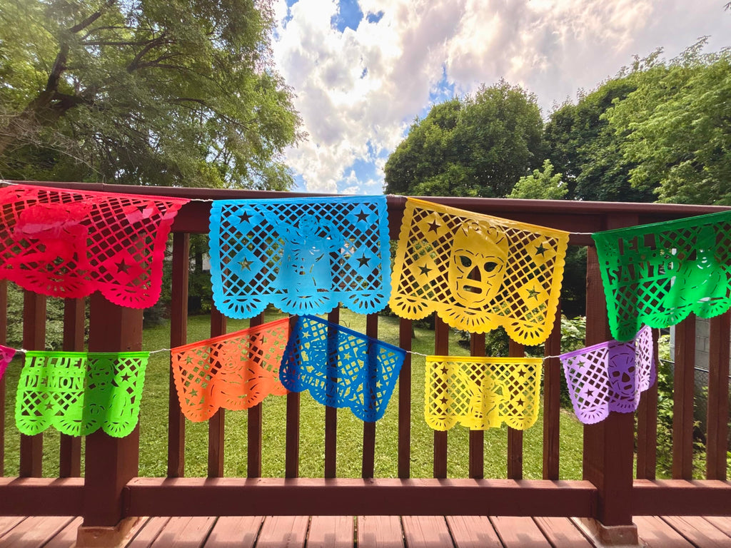 Lucha Libre Party Decorations – Plastic Papel Picado Banners (2 Pack, 10 Flags Each) by TexMex Fun Stuff