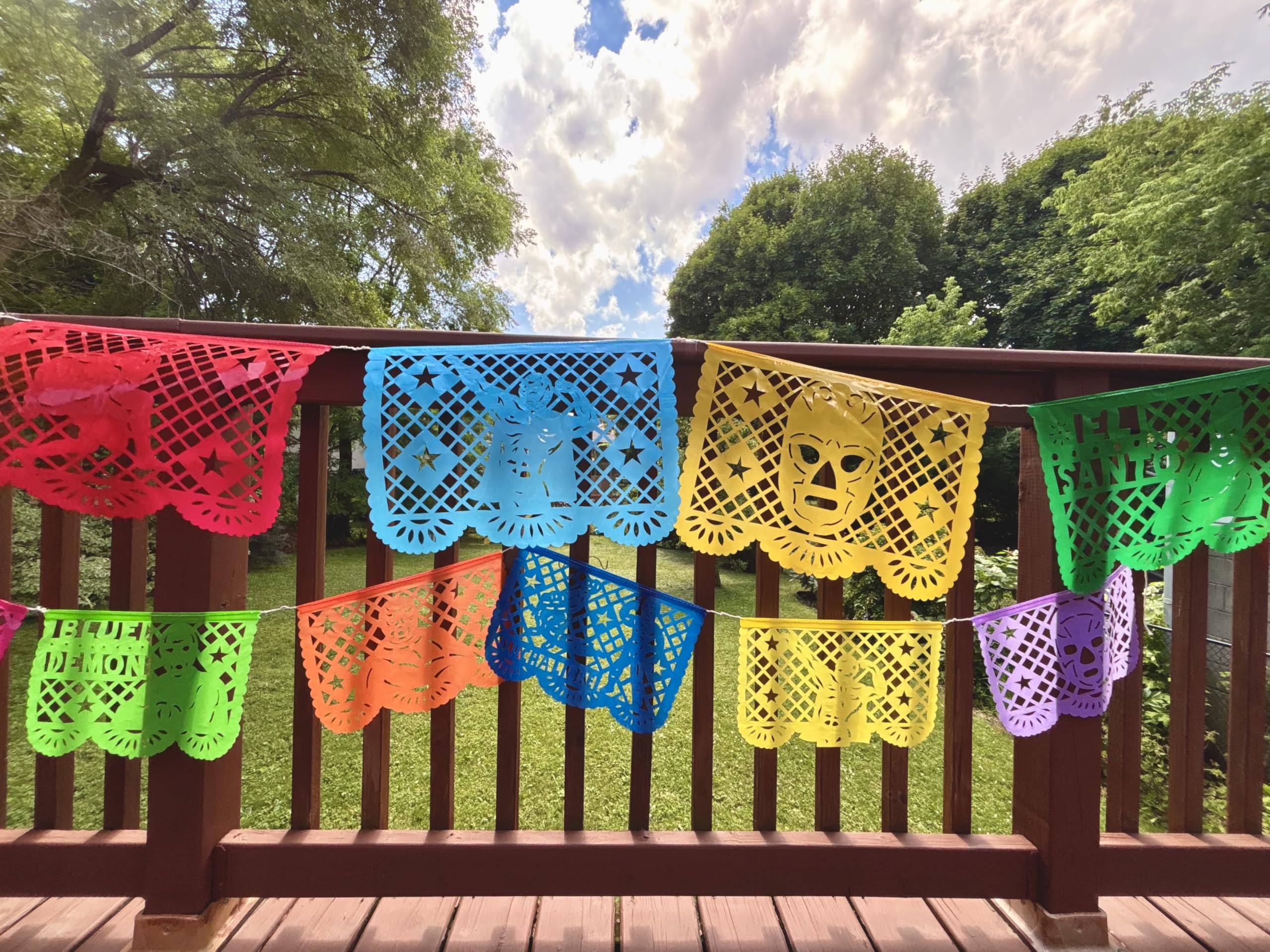 Lucha Libre Party Decorations – Plastic Papel Picado Banners (2 Pack, 10 Flags Each) by TexMex Fun Stuff