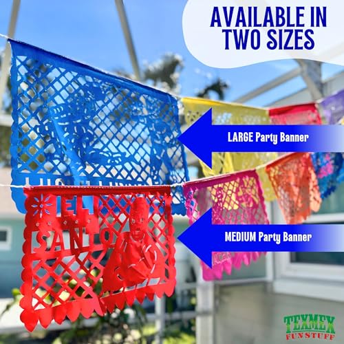 Lucha Libre Plastic Papel Picado Banner (16 ft) – 10 Oversized Flags for Mexican Wrestling Parties