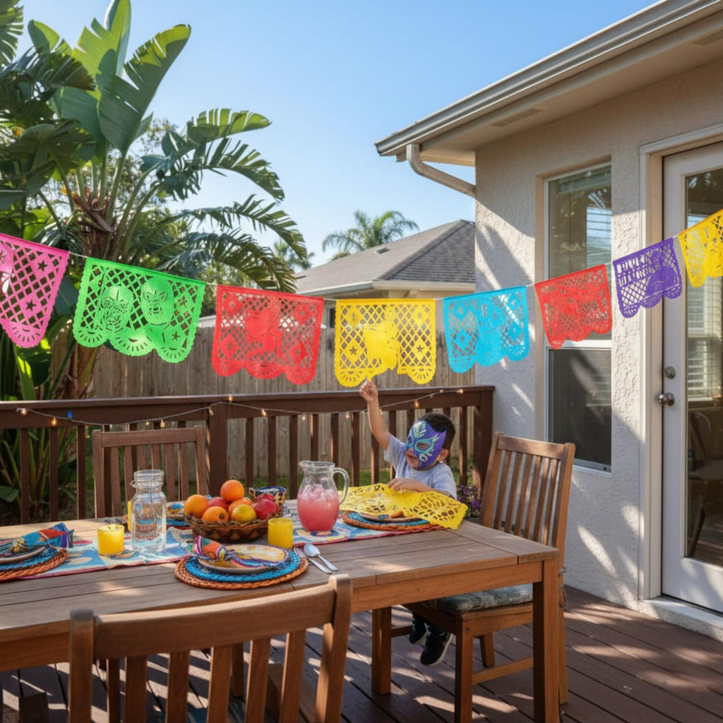 Lucha Libre Plastic Papel Picado Banner (16 ft) – 10 Oversized Flags for Mexican Wrestling Parties