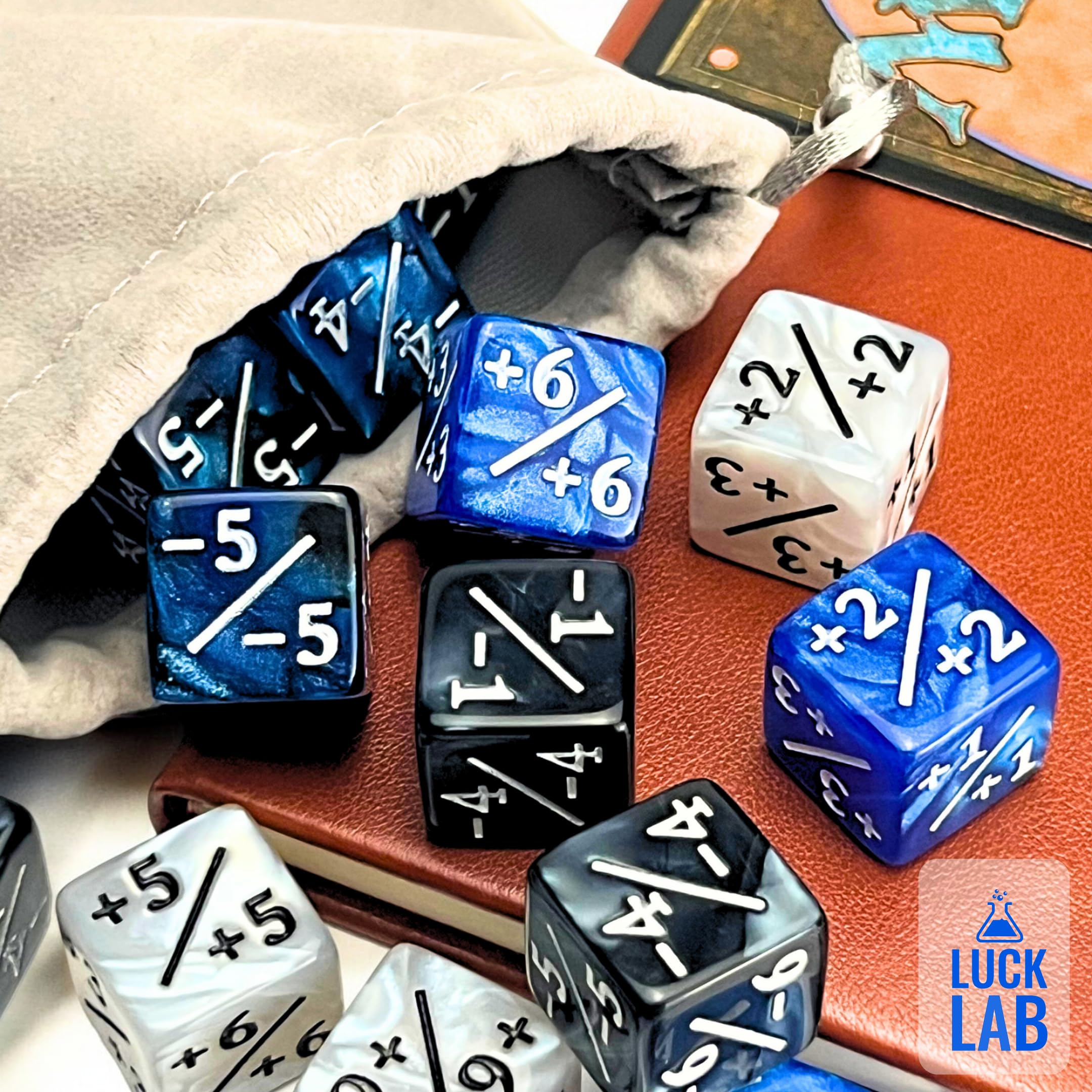 Luck Lab 48-Piece MTG Life Counter Dice Set - Pearl Spindown Counters for Magic: The Gathering with Two Bags