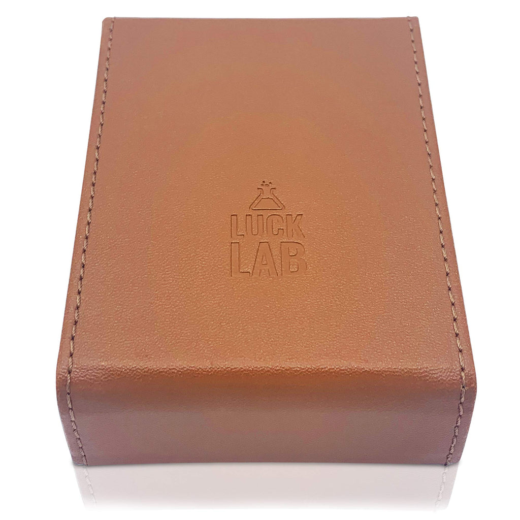 Luck Lab Single Deck Leather Playing Card Case - Brown Faux Leather with Magnetic Closure