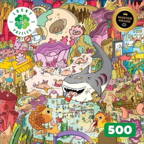 Lucky Puzzles Giggles Under The Sea 500-Piece Jigsaw Puzzle – Colorful Underwater Scene
