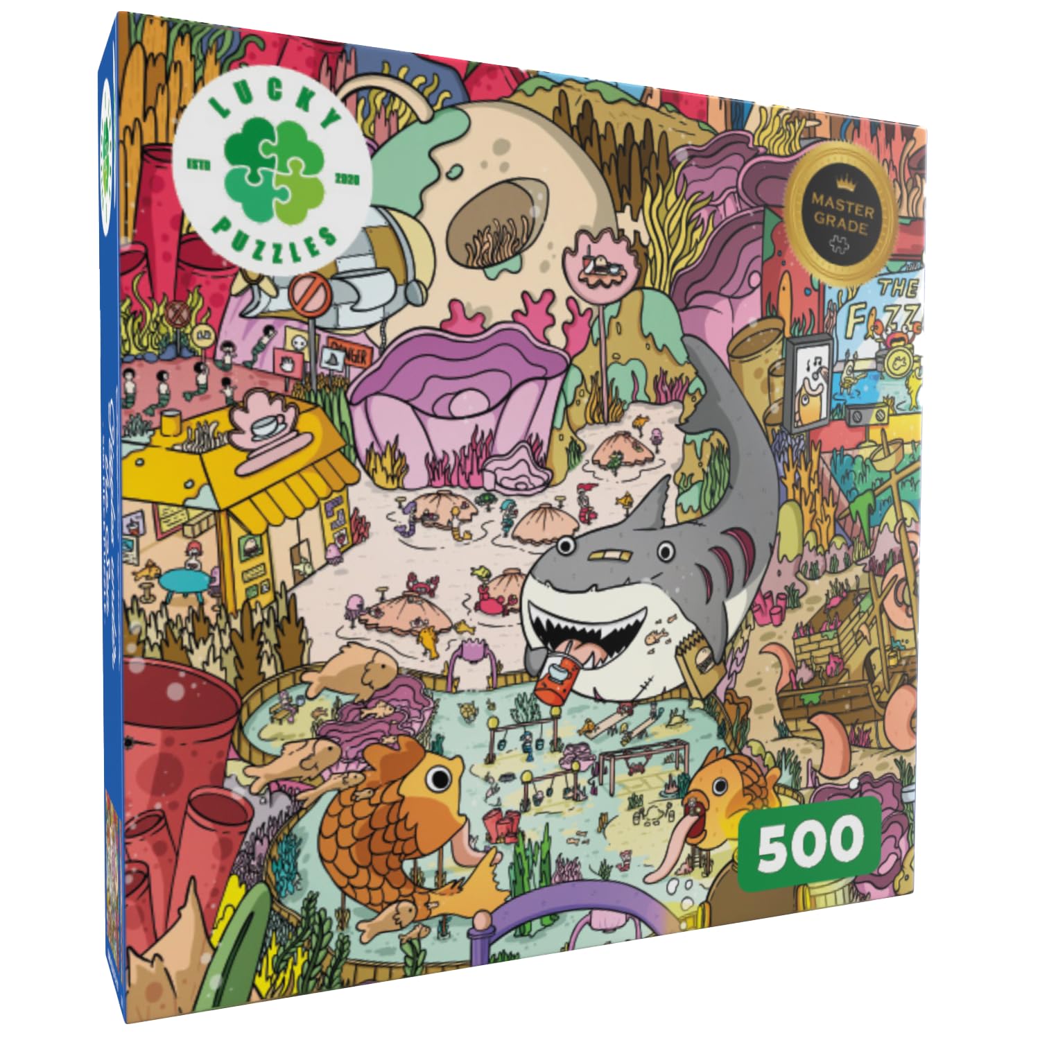 Lucky Puzzles Giggles Under The Sea 500-Piece Jigsaw Puzzle – Colorful Underwater Scene