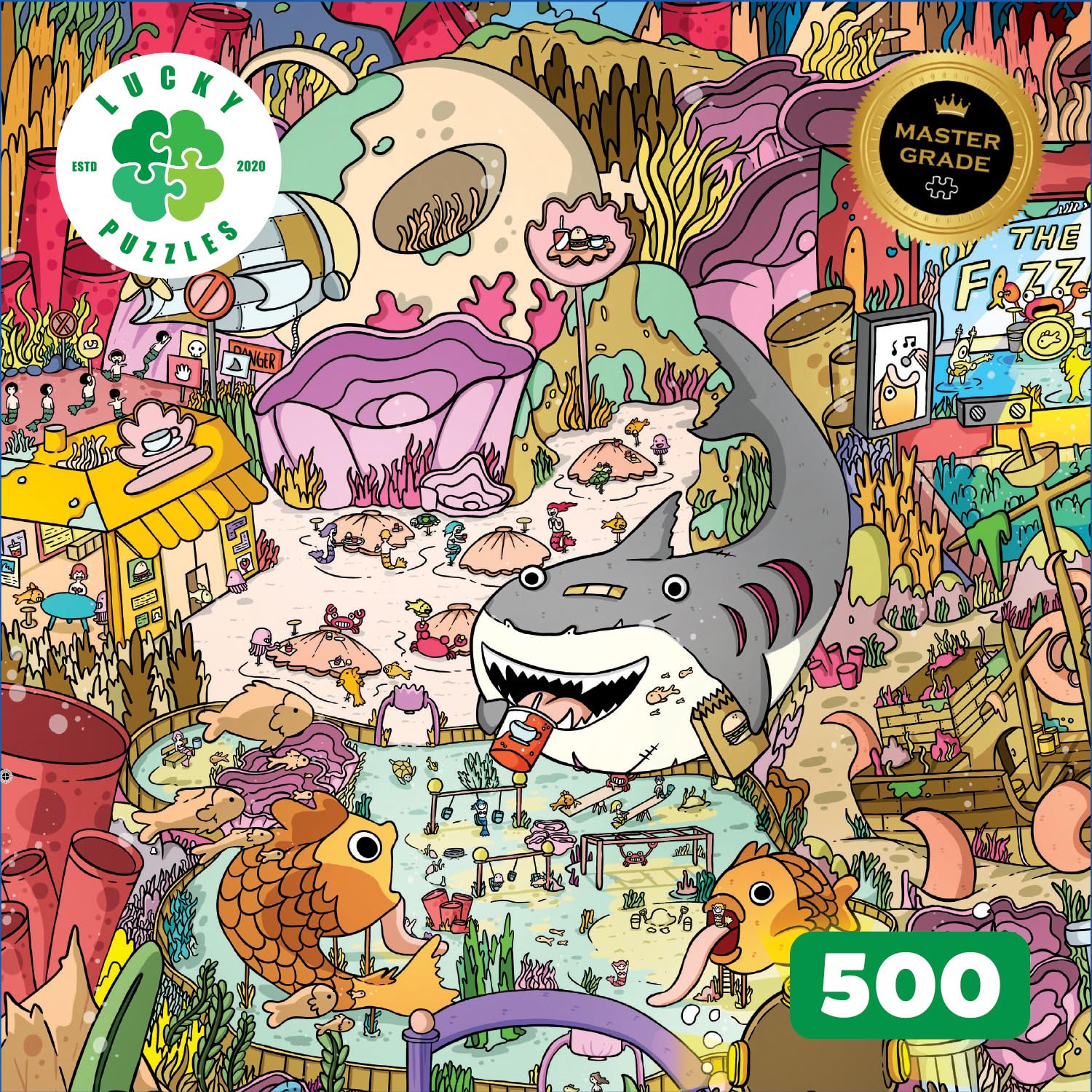 Lucky Puzzles Giggles Under The Sea 500-Piece Jigsaw Puzzle – Colorful Underwater Scene